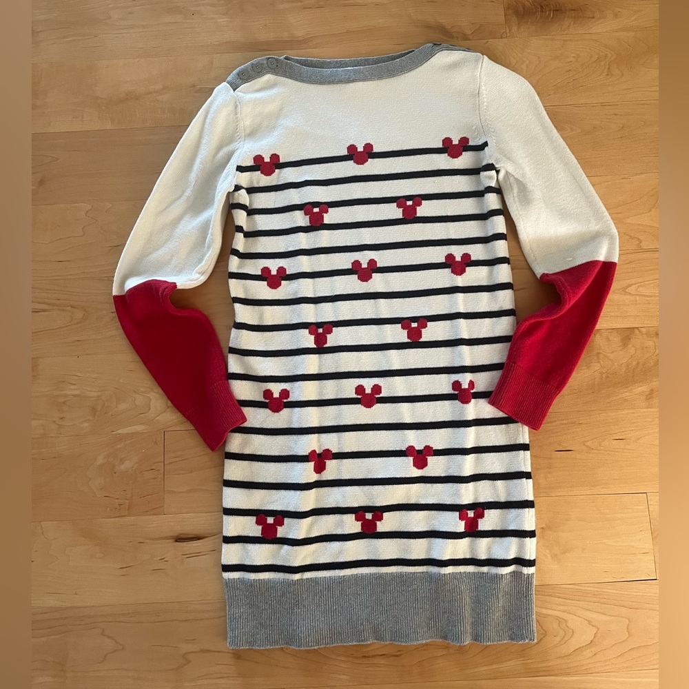 DISNEY GAP KIDS MICKEY XXL GIRL DISNEY SWEATER DRESS STRIPED PERFECT COND RED